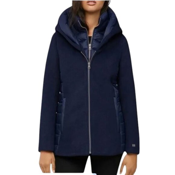 Soia & Kyo Jackets & Blazers - Soia & Kyo Womens Viviana Wool Blend and Quilted Puffer Hooded Coat in Lapis Lrg